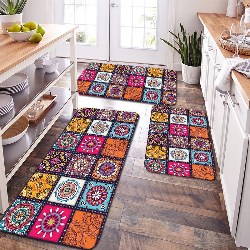 Boho Printed Kitchen Mat Non Slip Geometric Bath Mat