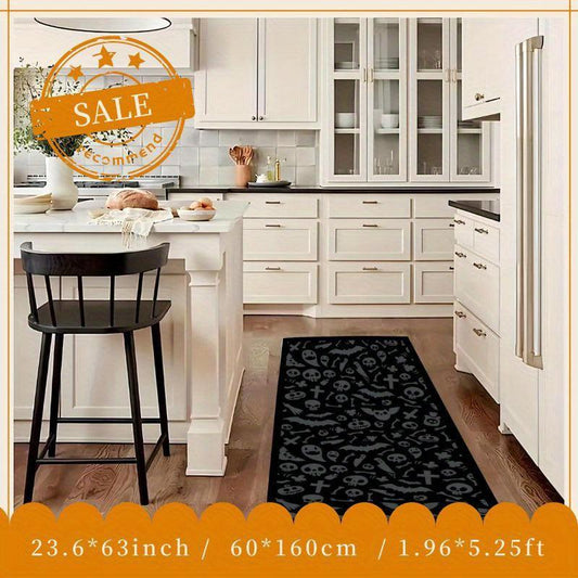 Bat Pattern Long Rug Halloween Horror Area Rug Resistant Dirty Strip Carpet