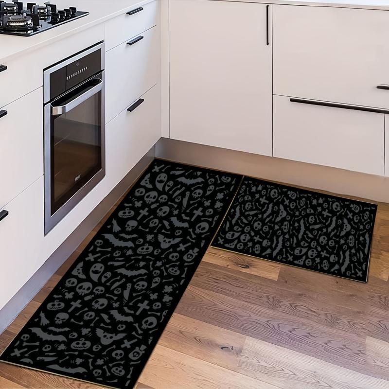 Bat Pattern Long Rug Halloween Horror Area Rug Resistant Dirty Strip Carpet