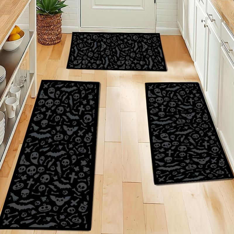 Bat Pattern Long Rug Halloween Horror Area Rug Resistant Dirty Strip Carpet