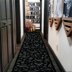 Bat Pattern Long Rug Halloween Horror Area Rug Resistant Dirty Strip Carpet