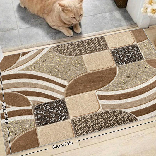 Geometric Vintage Area Rug Low Pile Easy to Clean Soft Non Slip