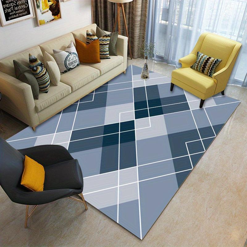 Geometric Area Rug TPR Backing Soft Carpet for Living Room