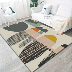 Geometric Area Rug TPR Backing Soft Carpet for Living Room