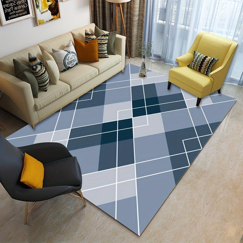 Geometric Area Rug TPR Backing Soft Carpet for Living Room