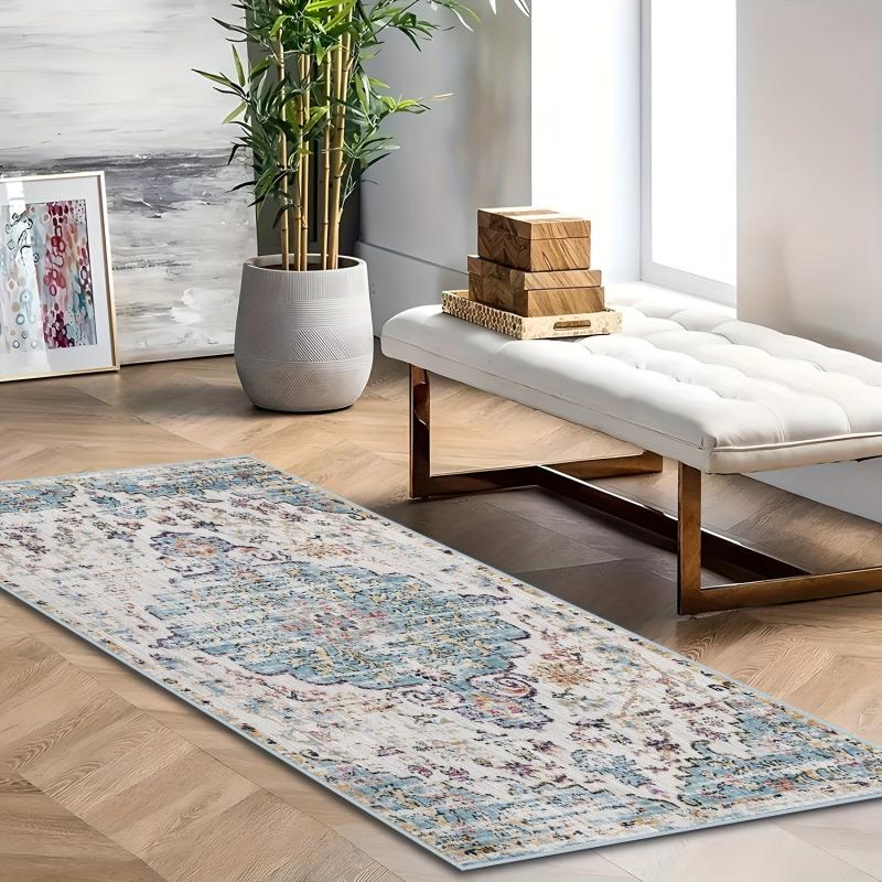 Vintage Boho Area Rugs Non-slip Persian Distressed Floor Mat
