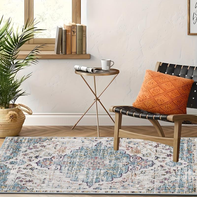 Vintage Boho Area Rugs Non-slip Persian Distressed Floor Mat