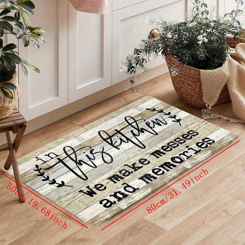 American Vintage Wooden Kitchen Carpet Letter Printed Strip Floor Mat
