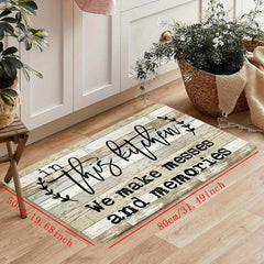 American Vintage Wooden Kitchen Carpet Letter Printed Strip Floor Mat