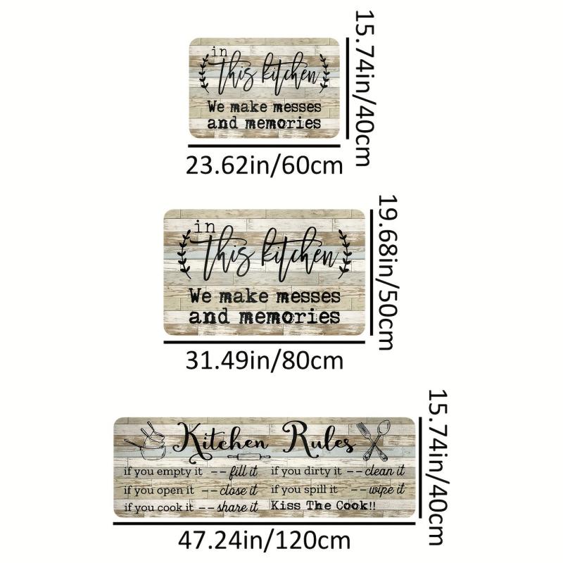 American Vintage Wooden Kitchen Carpet Letter Printed Strip Floor Mat