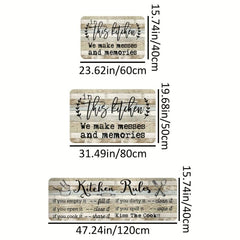 American Vintage Wooden Kitchen Carpet Letter Printed Strip Floor Mat