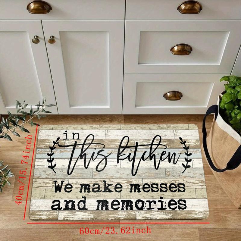 American Vintage Wooden Kitchen Carpet Letter Printed Strip Floor Mat