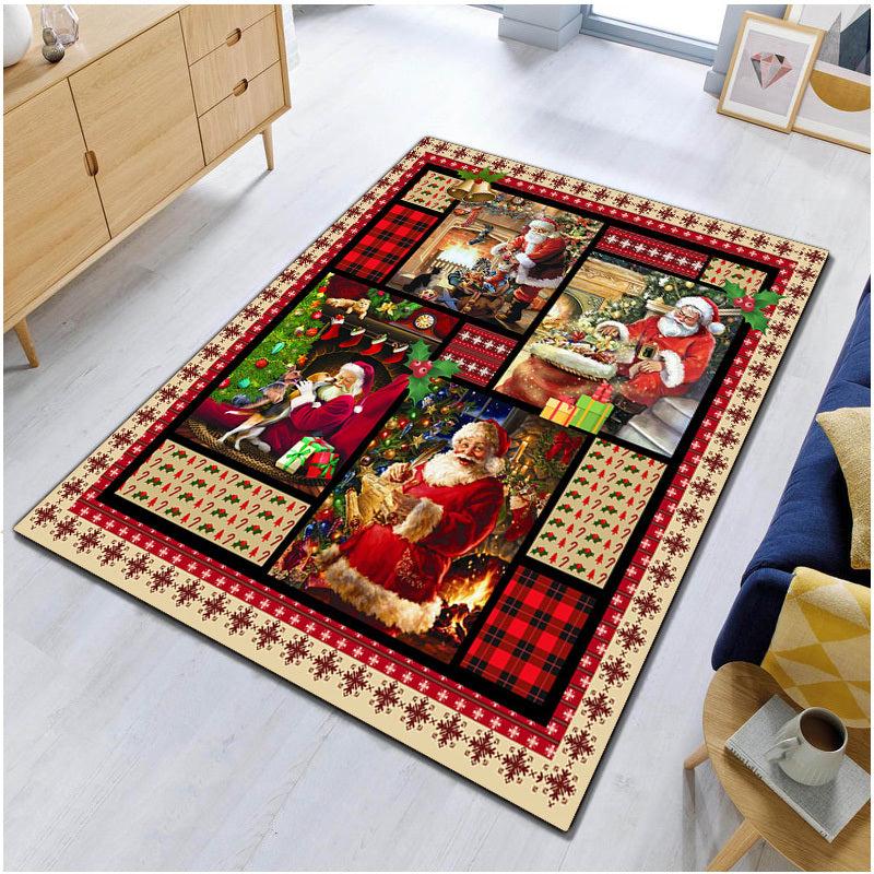 Christmas Decoration Carpet Santa Claus Carpet Non slip Waterproof
