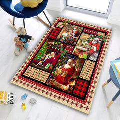 Christmas Decoration Carpet Santa Claus Carpet Non slip Waterproof