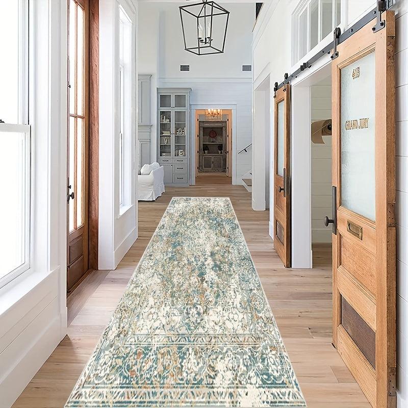 Stylish Vintage Boho Runner Rug Non Slip Waterproof Stain Resistant