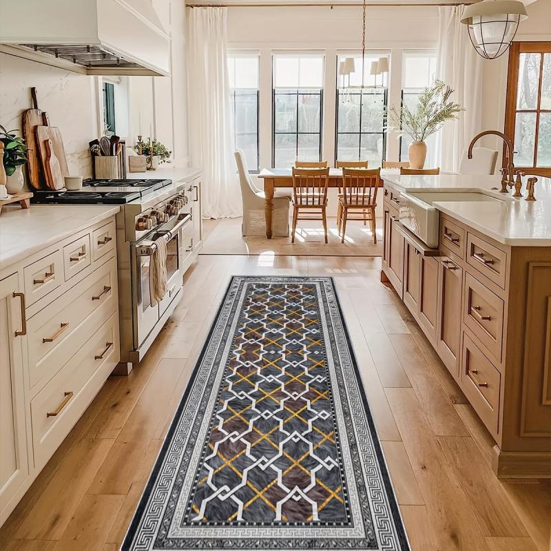 Traditional Geometric Laundry Room Runner Rugs Extra Long Oriental Hallway Rug