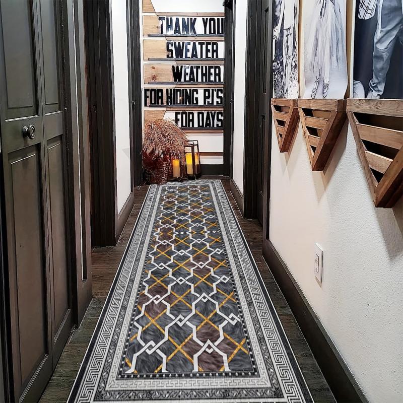 Traditional Geometric Laundry Room Runner Rugs Extra Long Oriental Hallway Rug