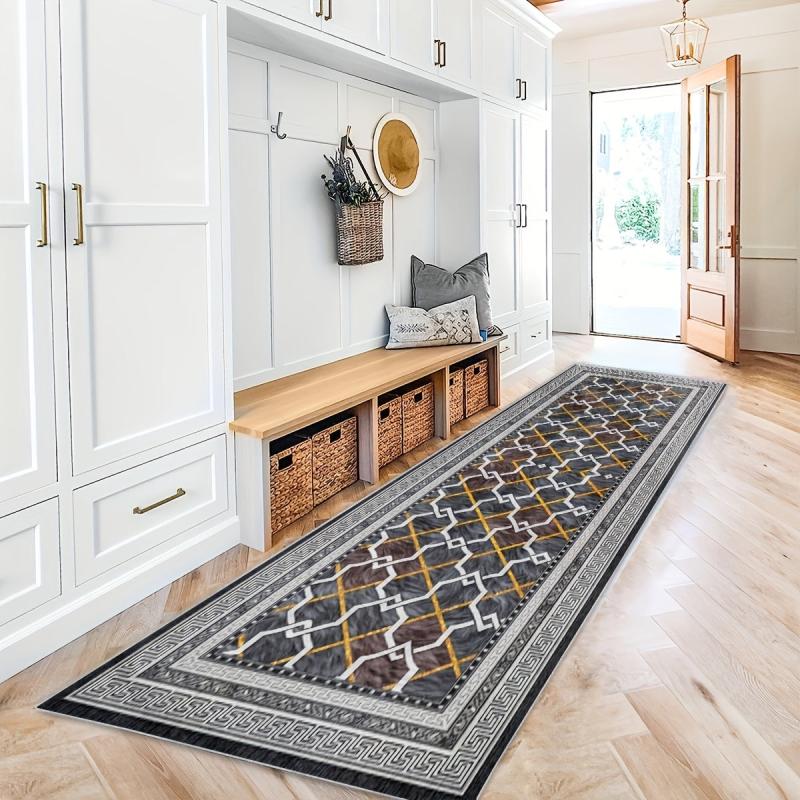 Traditional Geometric Laundry Room Runner Rugs Extra Long Oriental Hallway Rug