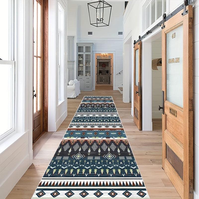 Geometric Moroccan Runner Rug Non Slip Stain Resistant Soft Crystal Velvet Fuzzy