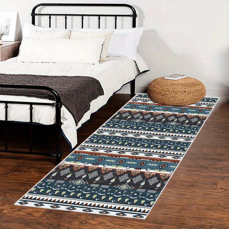 Geometric Moroccan Runner Rug Non Slip Stain Resistant Soft Crystal Velvet Fuzzy