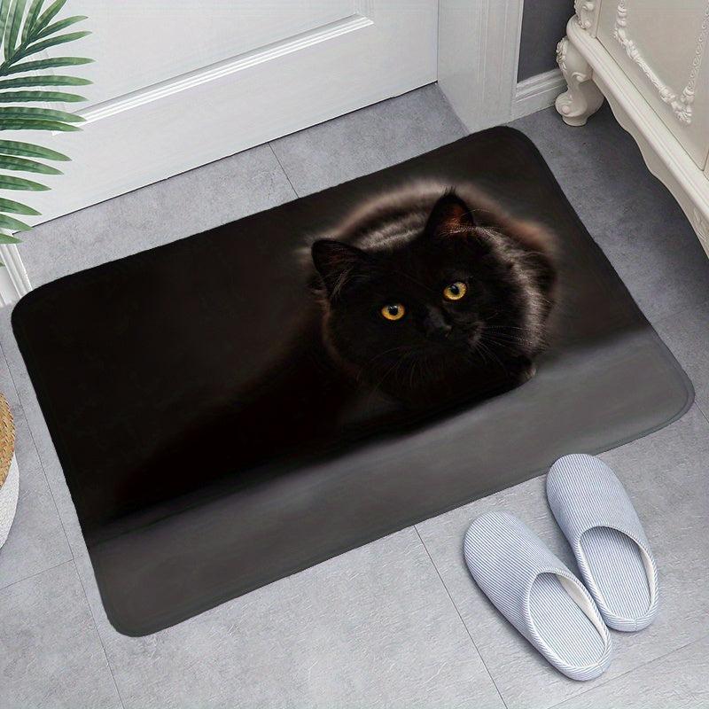 Cat Printed Soft Bath Mat Water Absorbent Quick Dry Machine Washable Carpet