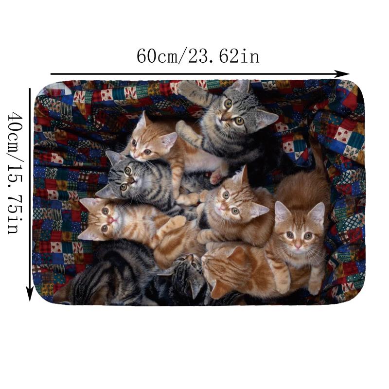 Cat Printed Soft Bath Mat Water Absorbent Quick Dry Machine Washable Carpet