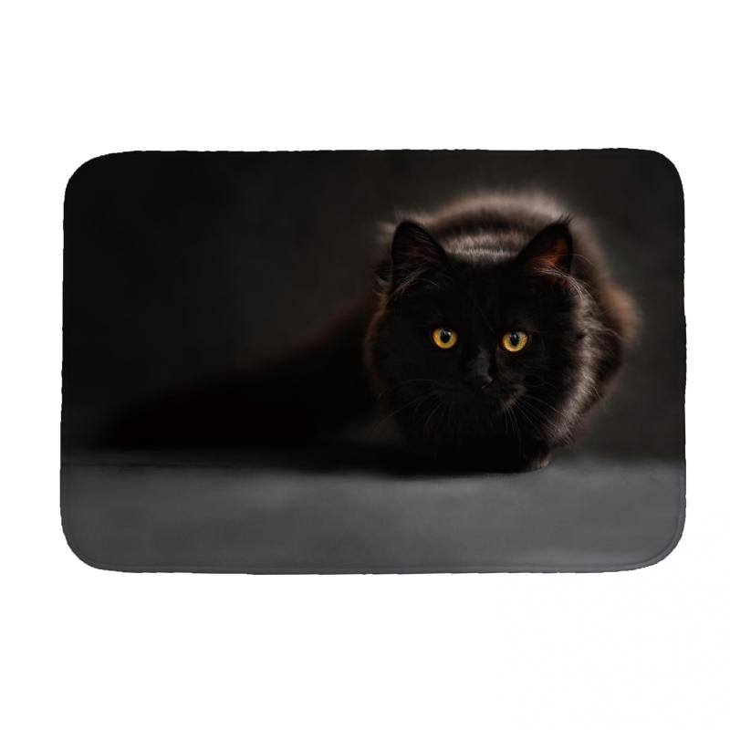 Cat Printed Soft Bath Mat Water Absorbent Quick Dry Machine Washable Carpet