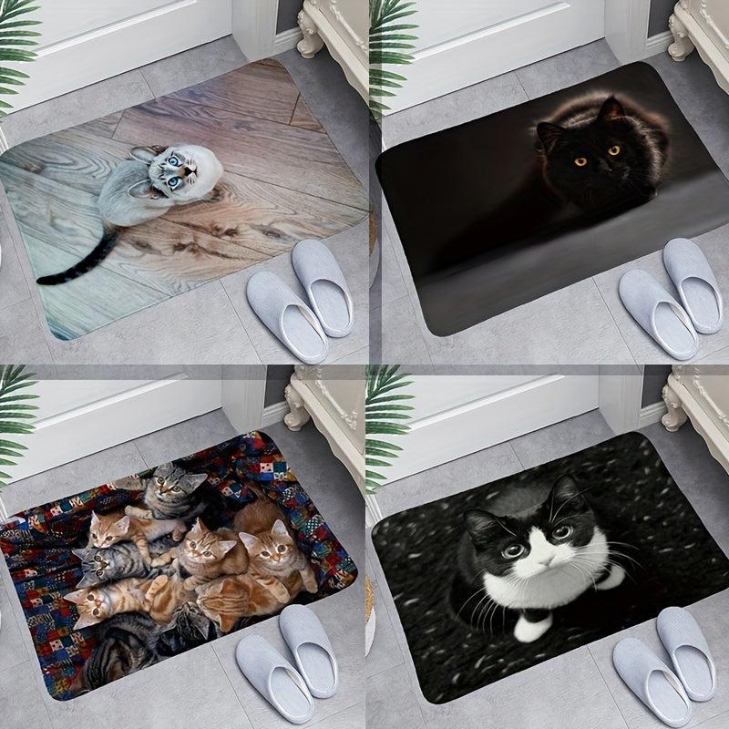 Cat Printed Soft Bath Mat Water Absorbent Quick Dry Machine Washable Carpet