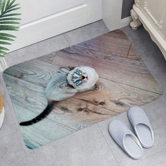 Cat Printed Soft Bath Mat Water Absorbent Quick Dry Machine Washable Carpet