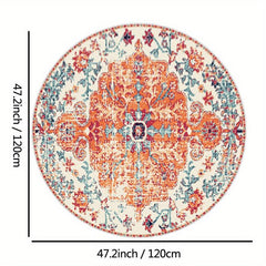 Boho Round Carpet Orange Persian Bohemian Circular Rug Soft Bedroom Hall Carpet