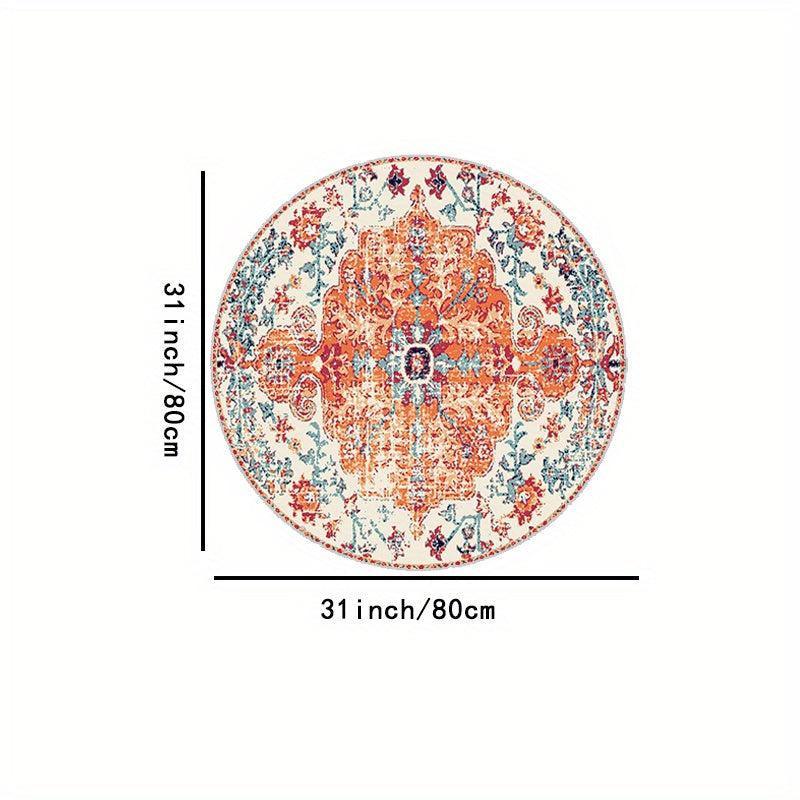 Boho Round Carpet Orange Persian Bohemian Circular Rug Soft Bedroom Hall Carpet