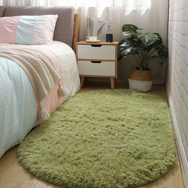 Soft Plush Rug Green Area Rug Non-slip Fluffy Shaggy Rug