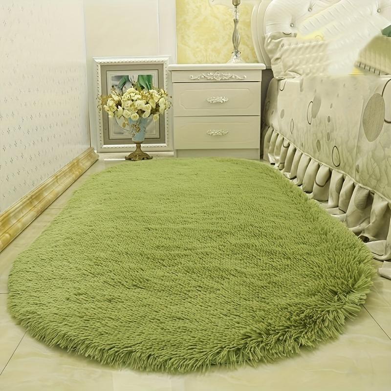 Soft Plush Rug Green Area Rug Non-slip Fluffy Shaggy Rug