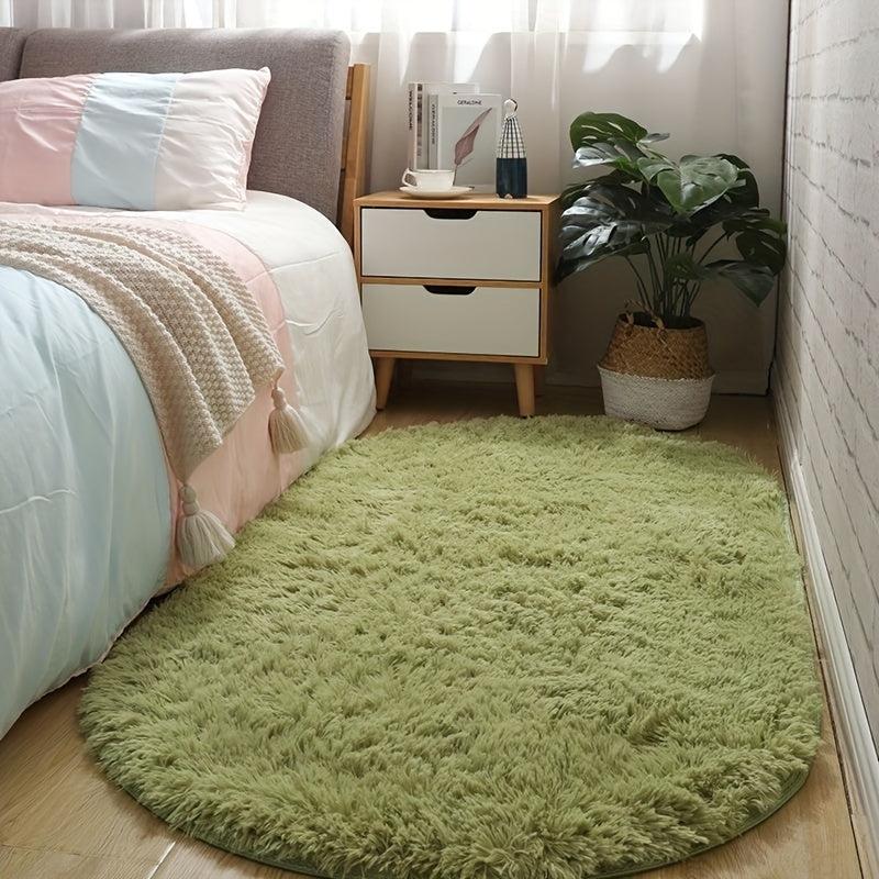 Soft Plush Rug Green Area Rug Non-slip Fluffy Shaggy Rug