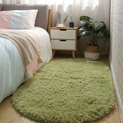 Soft Plush Rug Green Area Rug Non-slip Fluffy Shaggy Rug