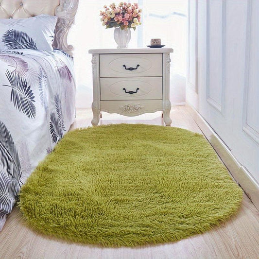 Soft Plush Rug Green Area Rug Non-slip Fluffy Shaggy Rug