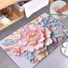 Flower Pattern Floor Mat Soft Comfortable Bath Rug Non Slip Bath Mat