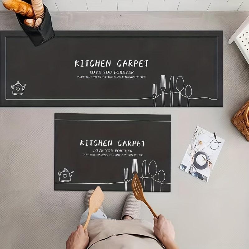 Soft Flannel Kitchen Floor Mat Non Slip Waterproof Machine Washable