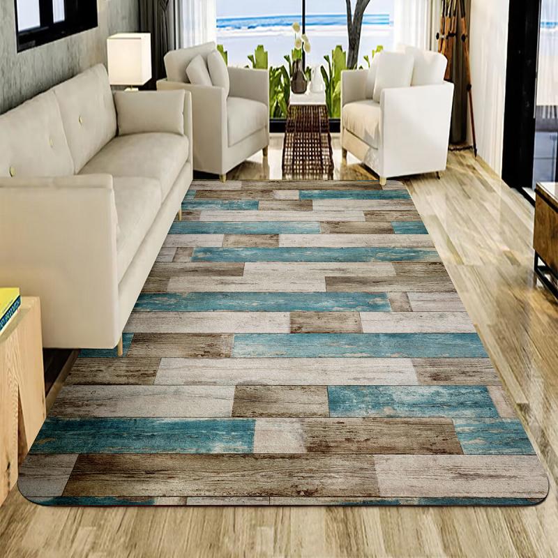 Wood Pattern Floor Mat Non-slip Washable Carpet Home Bedroom Rug