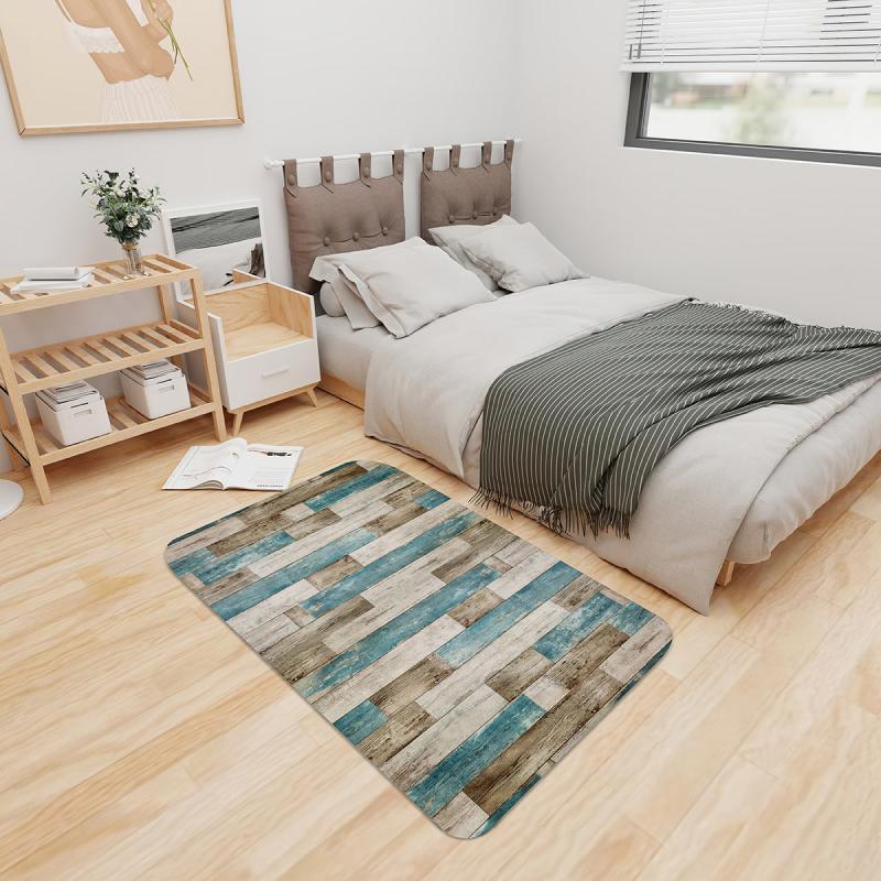 Wood Pattern Floor Mat Non-slip Washable Carpet Home Bedroom Rug