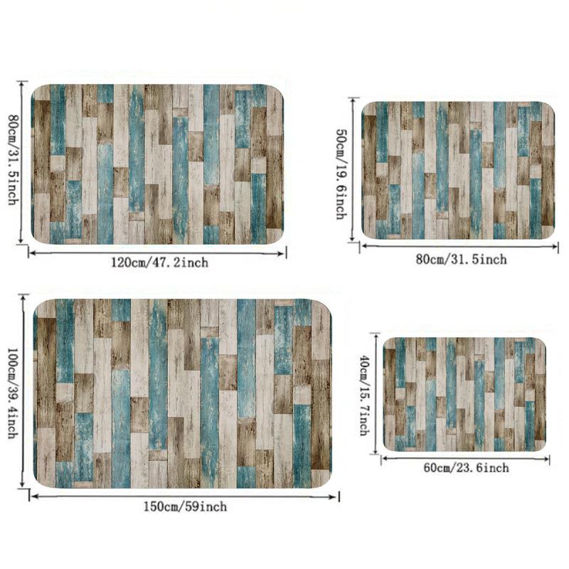 Wood Pattern Floor Mat Non-slip Washable Carpet Home Bedroom Rug