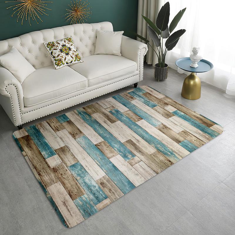 Wood Pattern Floor Mat Non-slip Washable Carpet Home Bedroom Rug