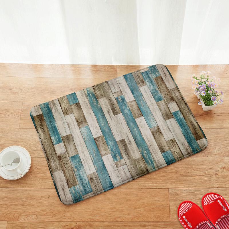 Wood Pattern Floor Mat Non-slip Washable Carpet Home Bedroom Rug