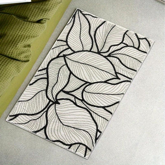 Modern Non Slip Floor Mat Soft Leaf Pattern Absorbent Polyester Carpet