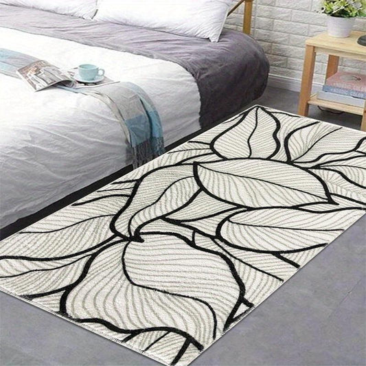 Modern Non Slip Floor Mat Soft Leaf Pattern Absorbent Polyester Carpet
