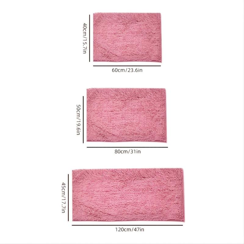 Soft Pink Chenille Floor Mat for Bathroom Decor