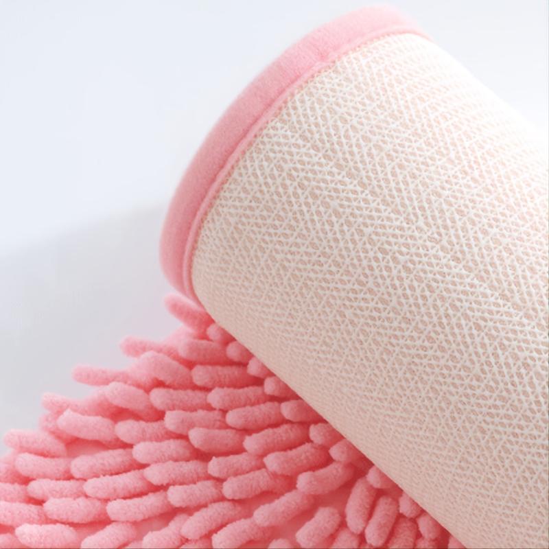 Soft Pink Chenille Floor Mat for Bathroom Decor