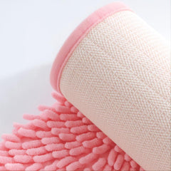 Soft Pink Chenille Floor Mat for Bathroom Decor