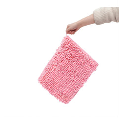 Soft Pink Chenille Floor Mat for Bathroom Decor