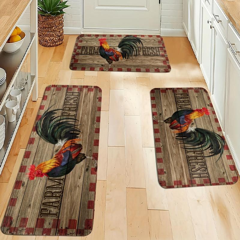 Anti Slip Chicken Kitchen Rug Soft Durable Carpet for Home and Office